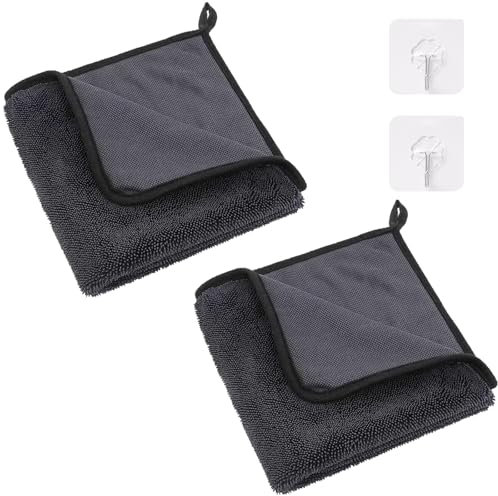 ZOCONE 2 Pcs Bathroom Drying Cloth Wipe 40×60cm Wonder Wipes with 2 Hooks, Drying Towel Cleaning Cloth Super Absorbent Wipes Bathroom Cloths for Showers Glass Car