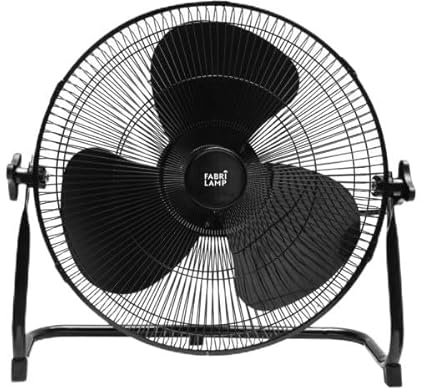 Ventilador industrial DC solar 25W, 3 velocidades, 3 aspas, puerto USB, orientable, 43x46x40 cm, ideal para ventilación eficiente y sostenible.