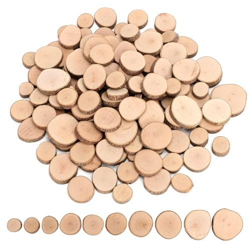 Kleine Baumscheiben Set, 120 Stück Holzscheiben Zum Basteln, Runde Holzscheiben Für DIY, Mini Baumscheiben Aus Kamelienholz, Baumscheiben Zum Basteln Set Für Weihnachten Dekoration(2-3cm/1-2cm)