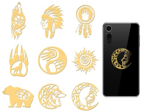 OLYCRAFT 9 Stück 4x4cm Goldene Metallaufkleber Indianerstamm Metallaufkleber Indianer Selbstklebende Aufkleber Stammesthema Epoxidaufkleber Für DIY Sammelalben Epoxidharz Dekoration