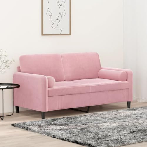 Woonisher Canapé 2 Places avec oreillers décoratifs Rose 140 cm Velours canapé-lit Double Convertible