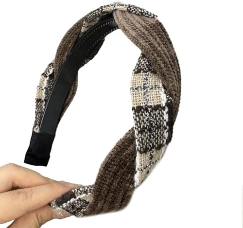 Geknotete Stirnbänder für Frauen, Knoten, modisch, TopKnot Plaids, Stoff, breit