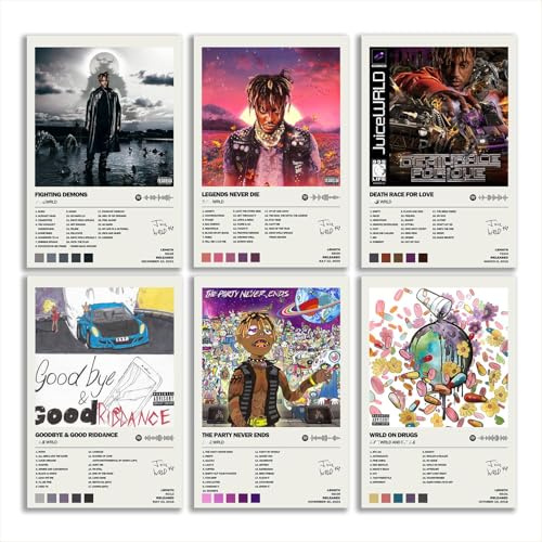 generisch Juice Poster Wrld Album Cover Signed Limited Edition Posters (Set of 6) Unframed 8inch X 12inch(20 X 30cm) Room Aesthetic Scannable Song Code Music Posters