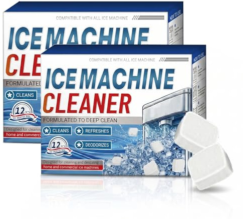 24 Stück Eiswürfelmaschine Reiniger,Hocheffiziente Reinigungstabletten,Schnelle Reinigung,Eiswürfelbereiter-Reinigungstabletten,Hilft Kalk Und Gerüche Zu Entfernen Für Kühlschränke,Eismaschinen