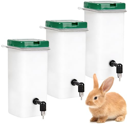 LUPATDY Abreuvoir pour lapin, 1 l, avec mamelon en acier inoxydable, anti-goutte, pour lapins, cochons d'Inde et rongeurs, distributeur d'eau automatique avec support, abreuvoir pour petits animaux