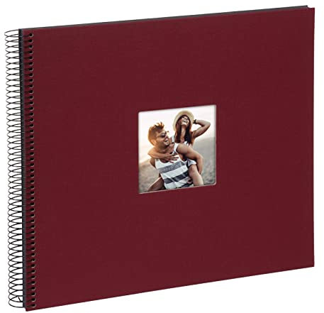 goldbuch 25 972 Spiralalbum mit Bildausschnitt, Bella Vista, Foto Album 35 x 30 x 1,5 cm - Spirale ⌀ 2,8 cm, Erinnerungsalbum aus Leinen, 40 schwarze Seiten, Fotobuch zum Selbstgestalten, Bordeaux