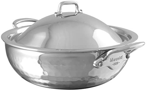 Mauviel 527225 Sauteuse, konische Form, 2 Griffe, inkl. Deckel, Multi-Ply Edelstahl