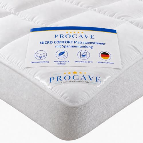 PROCAVE Micro-Comfort Matratzen-Bett-Schoner weiß 80x210 cm mit Spannumrandung | Höhe bis 30cm | Auch für Boxspring-Betten und Wasser-Betten geeignet | Microfaser | 100% Polyester | Matratzen-Auflage