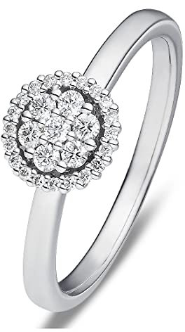 CHRIST Damen-Damenring 585er Weißgold 27 Diamant 50, Weißgold 32003905