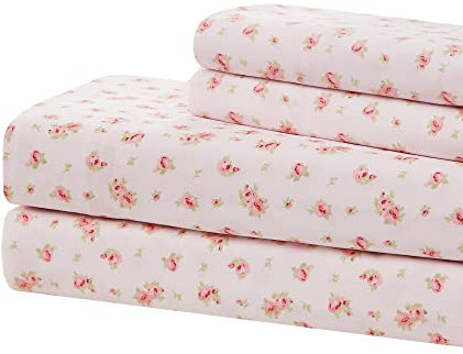 Modern Threads Soft Microfiber Printed Sheets - Luxurious Microfiber Bed Sheets - Includes Flat Sheet, Fitted Sheet with Deep Pockets, & Pillowcases Blush Full