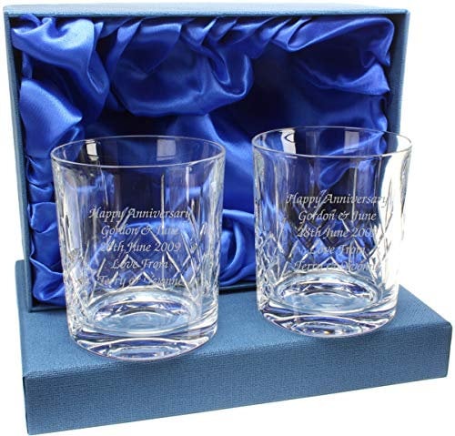 Go Find A Gift Personalised Crystal Whisky Glass Tumblers Set of 2 In Presentation Box