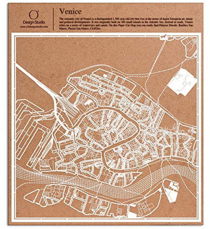 Venedig Scherenschnitt Karte, Weiß 30x30 cm Papierkunst