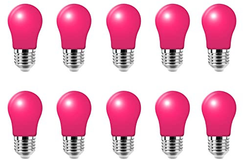 HUAMu Paquet de 10 Ampoule LED de couleur 3W E27 à vis Ampoule Rose pour Mariage Halloween Fête De Noël Bar Ambiance Ambiance Décor