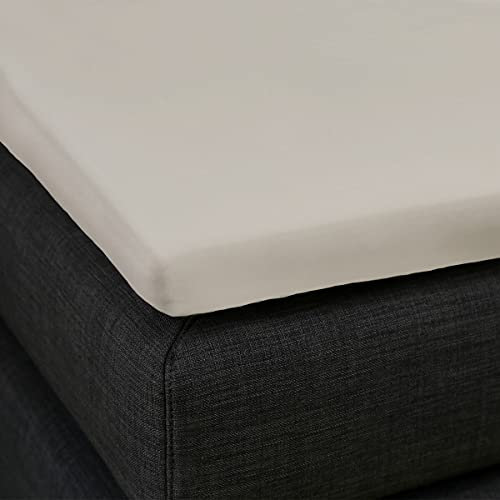 Formesse – Bella Gracia La Piccola Jersey Spannbettlaken für Topper bis 12cm Höhe - 100x210-220 cm - 97% Baumwoll-Kompaktgarn, 3% Elastan/Spannbetttuch aus Deutschland – Farbe Perlgrau