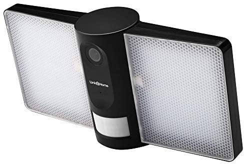 Link2Home Outdoor Floodlight with Camera, Alarm, and PIR – FloodlightCam Motion Sensor Home Security in the Garden, Garage, Car Park