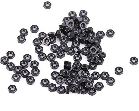 100 Stück M3 Mutter Schwarz Zink Überzogen 8.8 Klasse Carbon Stahl Hex Sechskantmuttern M2-M5, Muttern Selbstsichernd Schwarz M3 Carbon Nuss mit Volles Gewinde, für Automobilen, Gebäuden, Industrie