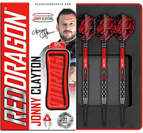 RED DRAGON Jonny Clayton PL Special Edition: 22 Gramm Tungsten Steel Dartpfeile Set mit Flights und Schäfte