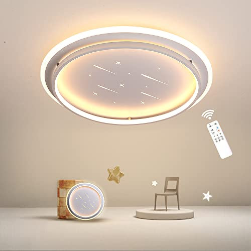 LXJCSM LED Deckenleuchte, 36W Deckenlampe Kinderzimmer, 40cm Kinderzimmer Lampe Decke Dimmbar mit Fernbedienung, Kreative Runde LED Deckenleuchte Meteor für Babyzimmer, Schlafzimmer, Wohnzimmer