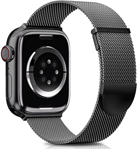 Higgs Ersatzarmband Kompatibel mit Apple Watch Armband 41mm 42mm 40mm 38mm für Damen/Herren, Dual Magnetisch Einstellbar Armbänder für iWatch SE Series 10 9 8 7 6 5 4 3 2 1, Schwarz Edelstahl Metall