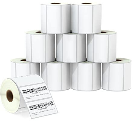 BETCKEY - 76mm x 38mm(3 in x 1,5 in) Perforierte Barcode/Versand/Adresse Thermoetiketten Kompatibel mit Zebra und weiteren Druckern [10 Rollen/9500 Etiketten]