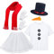 6-teiliges Weihnachts-Kostüm für Erwachsene, Schneemann-Kostüm-Set, Tutu, Rock, künstliche Karotte, Nase, Hemd, Schal, Mütze, Handschuhe für Frauen, Party, Cosplay, Schwarz/Rot/Weiß, XXL