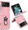 BRAND SET Cover per Samsung Galaxy Z Flip 4 5G Custodia Protettiva Sottile Supporto Girevole con 360° Metallo Ring Case per Samsung Galaxy Z Flip 4 5G-Rosa