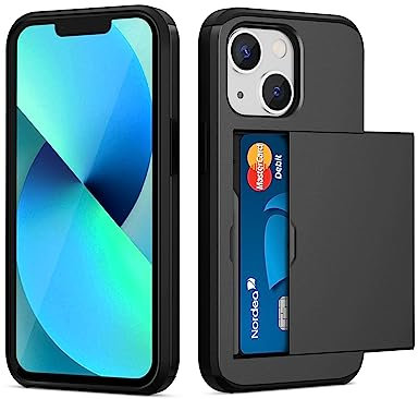 ACOCOBUY Coque pour iPhone 14 13 Étui Portefeuille Fente pour Carte Crédit Cachée Coque avec Porte-Cartes Antichoc Housse Protection à Double Couche Étui Housse Arrière 6,1 Pouces pour Hommes Noir