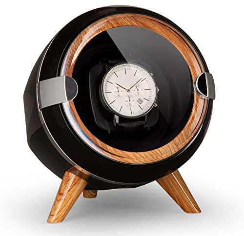 Klarstein Porta Orologi Uomo, Box Carica Batterie per Orologi Automatici, Scatola Orologi, Scatola Porta Orologi con Mantenitore di Carica, Scatola del Tempo per Orologi 4 TDP, 3 Modalità di Rotazione