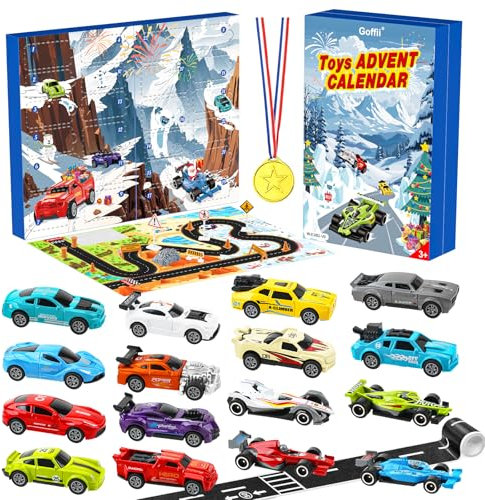 Adventskalender 2024, Kinder Zurückziehen Autos Spielzeug, Sportwagen Rallye-Auto Rennspielzeug, 24 Tage Weihnachtskalender Geschenk für 3-12 Jahre alt Jungen Mädchen