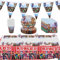 Vaisselle de Fête 62 Pcs,Anniversaire Vaisselle,Fête de Décoration,Assiettes,Drapeau Triangulaire,Tasses,Serviettes,Nappes,Décoration Anniversaire Fête