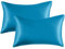 My home store Satin-Kissenbezug, türkis, 2 Stück, Seidenkissenbezug, antibakteriell, hypoallergen, Standardgröße 50 x 75 cm
