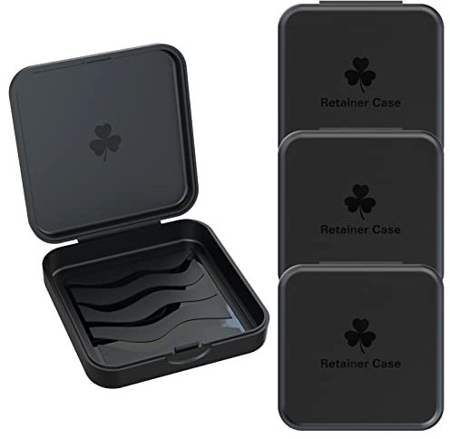 ARGOMAX Zahnspangendose Spangendose Dento Box Schienendose (auch für Aufbissschiene, Knirscherschiene) 4 Stück KFO Box (schwarz).