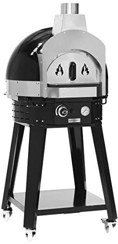 GGM Gastro | GPOUE7S | Gas Pizzaofen - Schwarz - Manuell - inkl. Untergestell