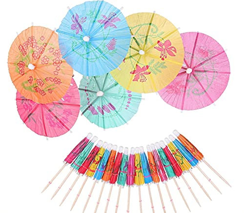BOBOZHONG Cocktail Parasols,50 pcs Parapluies Colorés en Papier Décoration de Cocktail en Papier,Paquet Parapluies de Cocktail,pour Fiesta,Tropical Beach Parties