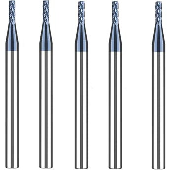 CREEYA 5 Piezas Fresa de metal duro 2mm, 4 dientes/4 Flautas Fresas CNC, Negro AlTiN revestimiento, Fresas Carburo de recta 2mm Para Metal Madera ácido acrílico Plásticos (2mm)