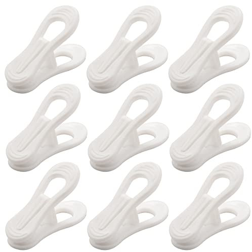Hopbucan 40 StüCk WeißE Kunststoff Kleider BüGel Clips, Quetsch Clips Zur Verwendung mit Schlanken Kleidungs Finger Clips WäSche Leine WäSche Klammern