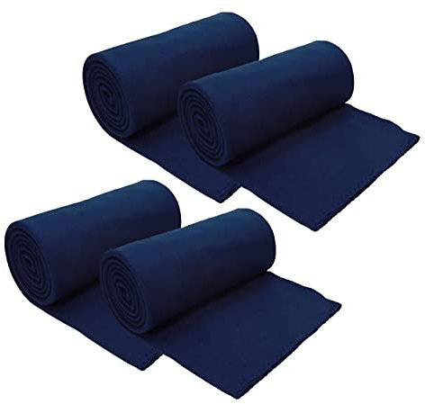 Betz 4 Stück Fleecedecke Kuscheldecke Wohndecke Größe 130 cm x 170 cm Farbe dunkelblau