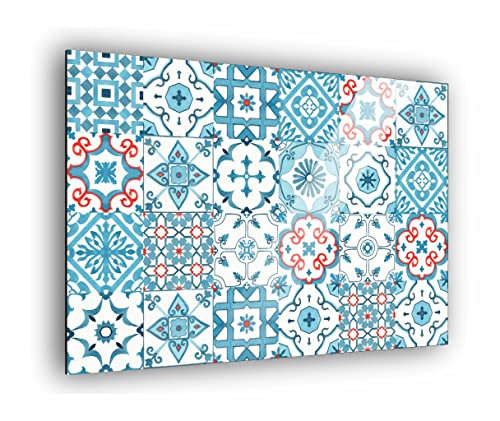 Manschin-Laserdesign Küchen Spritzschutz Fliesenmuster in Verschiedene Größen | Küchenrückwand | Aluverbund | Fliesenschutz | Paneele | Küchenfliesen | Fliesenspiegel | Rückwand (Aluverbund 90x60cm)