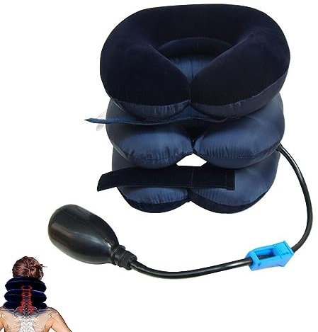 Rakiuty Cervical Neck Traction Device, Hals Zugvorrichtung, Nackenstütze, Nackenbandage für Nackenschmerzen und Unterstützung, für die Entlastung der Halswirbelsäule Druck, Blue