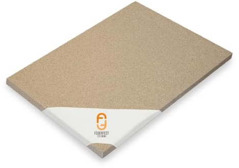 Vermiculite Platten feuerfest - Für Kamine & Öfen - Schamotte Ersatz Feuerraumplatten - 1.150 °C hitzebeständig - Feuerraumauskleidung - Brandschutzplatte Kaminofen [300x200x40 mm]