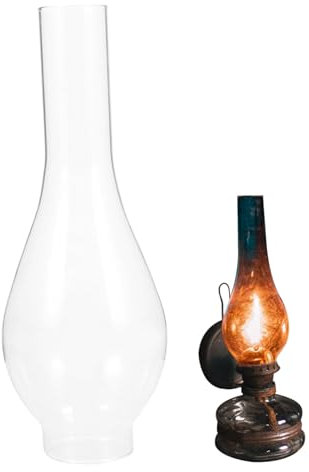 Chimenea de lámpara de aceite de vidrio,chimenea de lámpara de aceite con base de 2 pulgadas,pantalla de repuesto de vidrio transparente para lámpara de aceite tradicional vintage Altura: 9,7 pulgadas