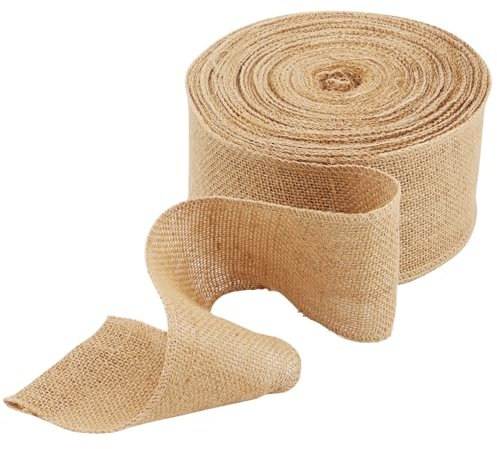LEXININ Ruban en toile de jute naturelle pour emballage cadeau, anniversaire, mariage, marron clair, 10 cm x 20 m