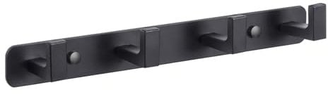 Minicoco Bathroom Towel Hooks Wall Mounted, Heavy Duty Coat Hooks Screw in, Door Hooks Clothes Hooks for Bedroom Bathroom, 4 Hooks, Matte Black