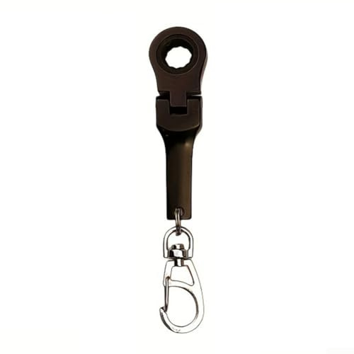 Portable Ratchet Spanner, Small 10mm Ratchet Spanner Portable Wrench with Key Chain 180 Degree Rotatable for Repair Tool, (Black)