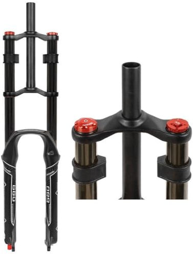 Fahrrad Federgabel 26/27.5/29 Für Mountainbike DH Air Double Shoulder Downhill Abseilen Stoßdämpfer Straight Tube Ultralight Fahrrad Stoßdämpfer Zugstufeneinstellung 130mm Federweg ( Color : Black ,