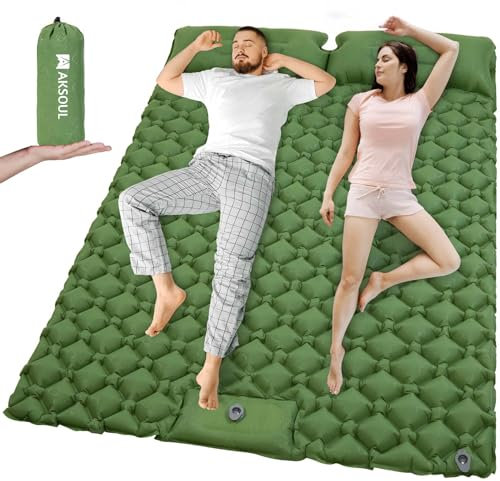 AKSOUL Isomatte Selbstaufblasend für Doppel Camping: Extra Breit Ultraleicht Aufblasbare Outdoor Luftmatratze - Tragbar Verdickte Selbstaufblasbare Campingmatte für Kinder Zelten Trekking Reise