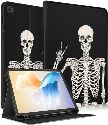 SurgeCraft for Samsung Galaxy Tab S6 Lite Case 10.4 Inch - Women Girls Cute Folio Cover Skull Skeleton Funny Gothic Cool Design for Samsung S6 Lite Cases SM-P610/ P613/ P615/ P619