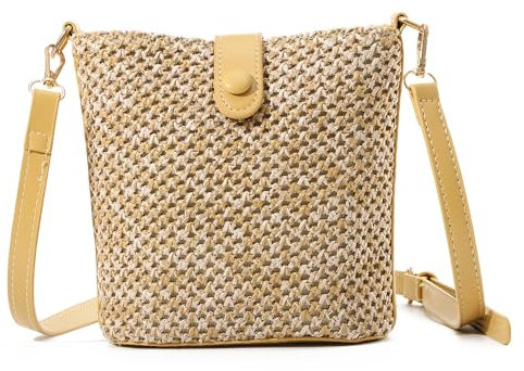 Syrads Sac à Bandoulière en Paille pour Femmes - Sac de Plage et Hobos d'été pour Vacances