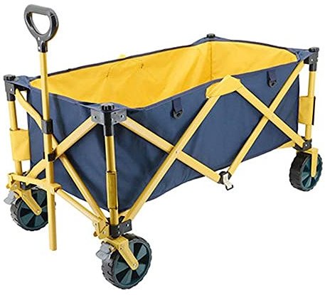 LIDDFAFA Bollerwagen, Outdoor-Vierradwagen, Campingwagen, tragbarer Klappwagen, Einkaufs- und Angelwagen, Karren/Gelb/Größe