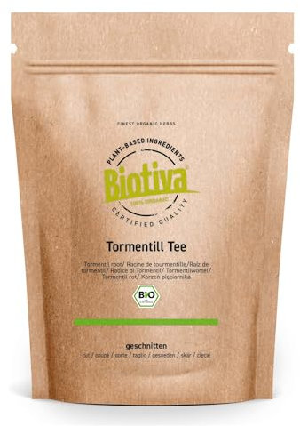Tormentillwurzel Tee Bio 100g - Blutwurztee - Blutwurz Kraut - Tormentilltee - abgefüllt und kontrolliert in Deutschland - Biotiva